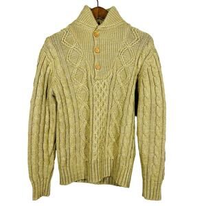 Vintage Thane Cowl Neck Grandpa Sweater Button Long Sleeve Cream - S RESHOOT TAG